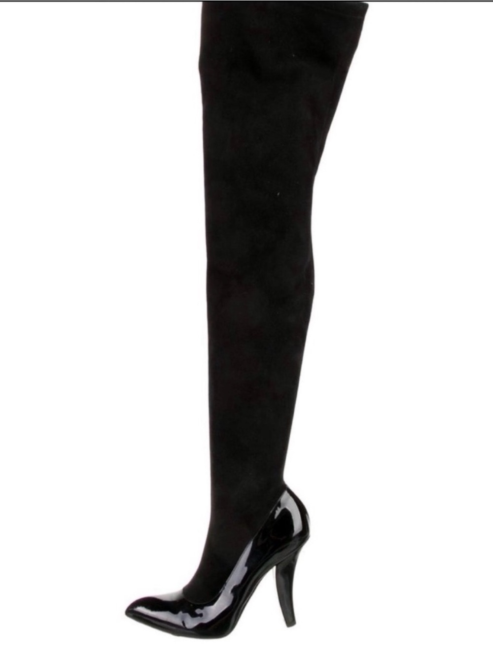 Louis Vuitton Black Patent & Suede Over-the-Knee Stiletto Boots